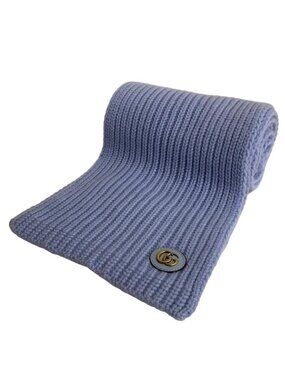 Gucci Scarf Light Blue Double Wool Cashmere